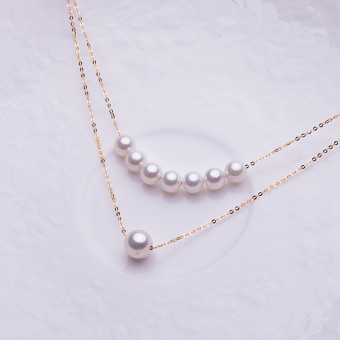 Dây chuyền vàng 18k ngọc trai Akoya 5-8mm Azalea