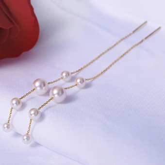 Bông tai vàng 18k ngọc trai Akoya 6-8.5mm Loky