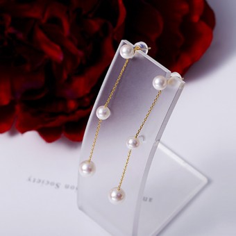 Bông tai vàng 18k ngọc trai Akoya 7-8.5mm Losa