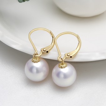 Bông tai vàng 18K ngọc trai Akoya Annie 8.5-9mm