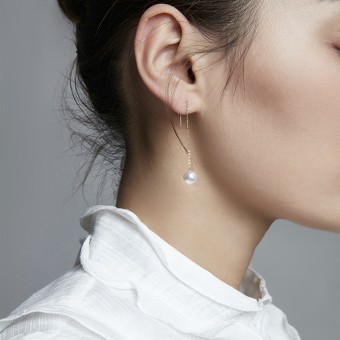 Bông tai vàng 18k ngọc trai Akoya 8-8.5mm Bae 