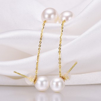 Bông tai vàng 18k ngọc trai Akoya 5-8mm Arum Lily