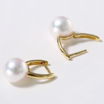 Bông tai vàng 18k ngọc trai Akoya 8-8,5mm Hil