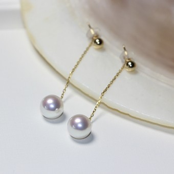 Bông tai vàng 18k ngọc trai Akoya 8-9mm Num