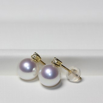 Bông tai vàng 18k ngọc trai Akoya 8-9mm Tia