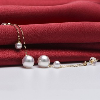 Bông tai vàng 18k ngọc trai Akoya Sie