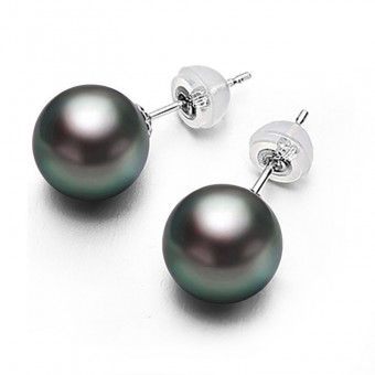 Bông tai vàng 18k ngọc trai Tahiti 11-12mm Tel