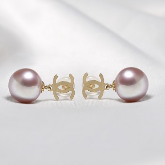 Bông tai vàng 18K ngọc trai thật 9-10mm Bonni 