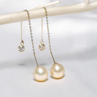 Bông tai vàng 18k ngọc trai thật Charme 8-9mm