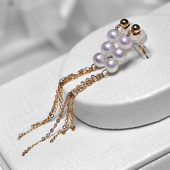 Bông tai vàng 18k ngọc trai thật Coral 