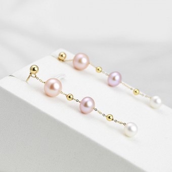 Bông tai vàng 18k ngọc trai thật Gira 5.5-8.5mm 