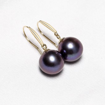 Bông tai vàng 18k ngọc trai thật Goose 8-9mm