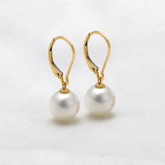 Bông tai vàng 18k ngọc trai Akoya 8-9mm Lota