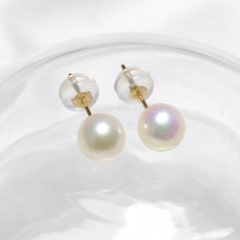 Bông tai vàng 18k ngọc trai Akoya 6-6.5mm May