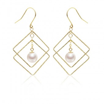Bông tai vàng 18k ngọc trai thật 6-7mm Sari
