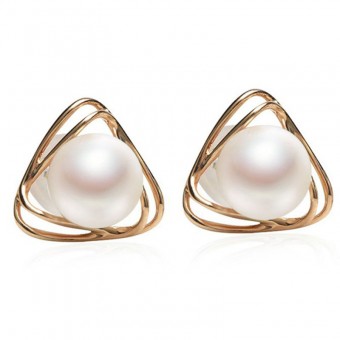 Bông tai vàng 18k ngọc trai thật 7-8mm Gora