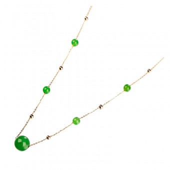 Dây chuyền vàng 18k đá mã não màu xanh 5-9mm Magnolia 