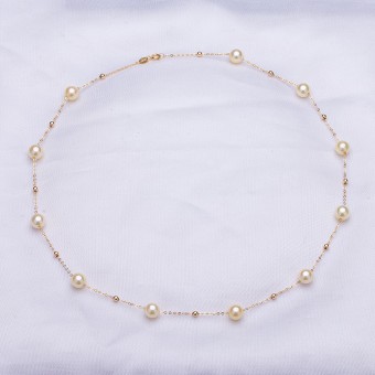 Dây chuyền vàng 18k ngọc trai Akoya 6-6,5mm Mum