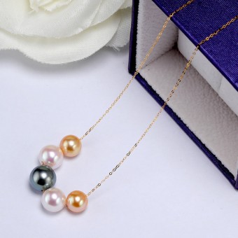 Dây chuyền vàng 18k ngọc trai 7-9mm Lotus Candy
