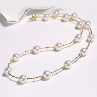 Dây chuyền vàng 18k ngọc trai biển Akoya 9-9.5mm Giu