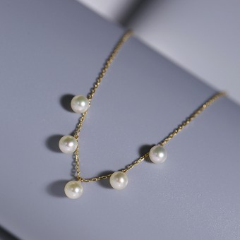 Dây chuyền vàng 18k ngọc trai Akoya Jie