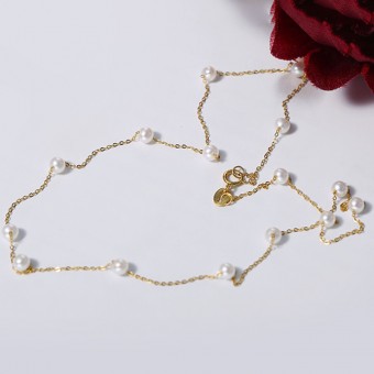 Dây chuyền vàng 18k ngọc trai biển Akoya Sin
