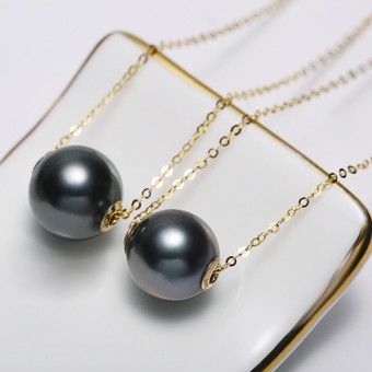 Dây chuyền vàng 18k ngọc trai biển Tahiti 9.5-10mm Grim