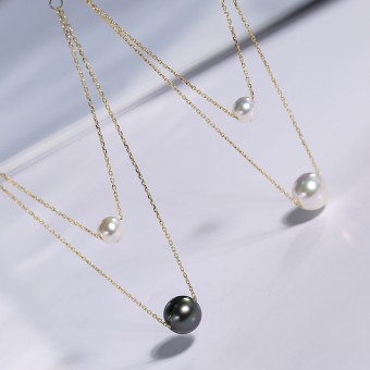 Dây chuyền vàng 18k ngọc trai biển Tahiti Akoya 7.5-9.5mm Rero