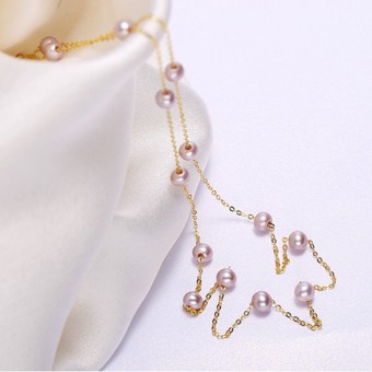 Dây chuyền vàng 18k ngọc trai thật 5.5-6mm Asi