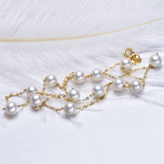 Dây chuyền vàng 18k ngọc trai thật 5-6mm Baza