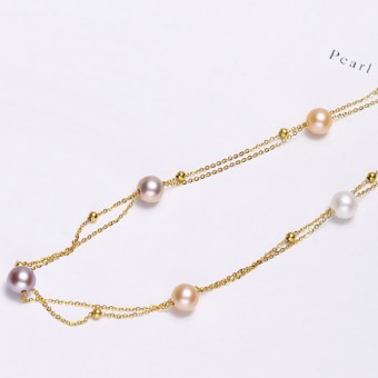 Dây chuyền vàng 18k ngọc trai thật 5-6mm Sue