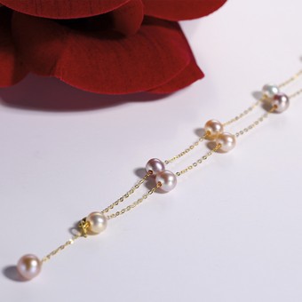 Dây chuyền vàng 18k ngọc trai thật 6-7mm Jie