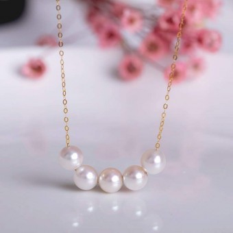 Dây chuyền vàng 18k ngọc trai biển Akoya 7-7.5mm Rolly