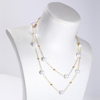 Dây chuyền vàng 18k ngọc trai thật Mine