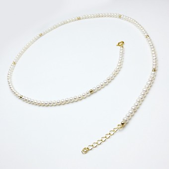 Dây chuyền vàng 18k ngọc trai thật 3-3.5mm Minu