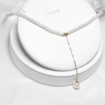Dây chuyền vàng 18k ngọc trai thật Redi