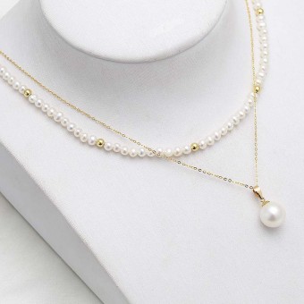 Dây chuyền vàng 18k ngọc trai thật Tafu