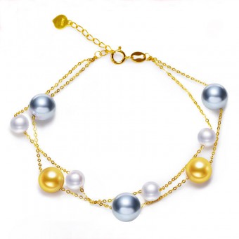 Lắc tay vàng 18k ngọc trai biển 5-8mm Penla