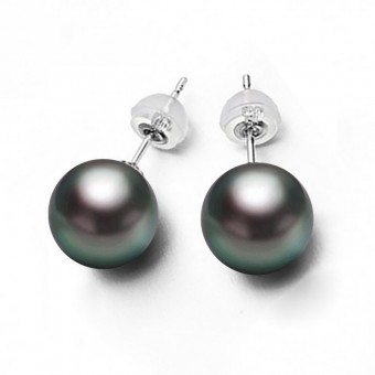 Bông tai vàng 18K ngọc trai Tahiti 8-10mm Verga