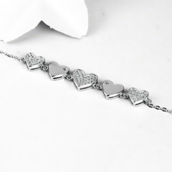 Lắc tay bạc String Heart