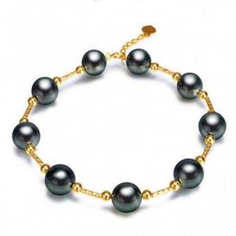 Lắc tay vàng 18k ngọc Tahiti 9-10mm Dasa