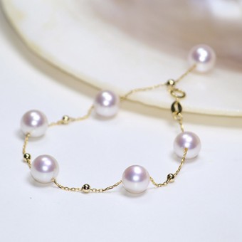 Lắc tay vàng 18k ngọc trai  Akoya 5.5-9mm Judas