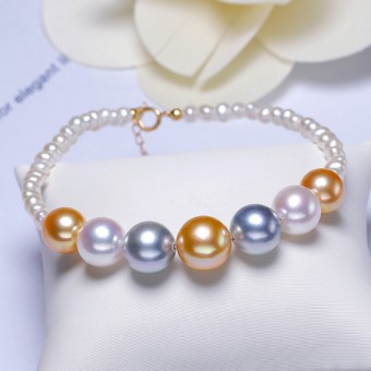 Lắc tay vàng 18k ngọc trai biển 3-10mm Solier