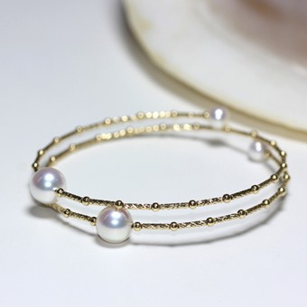 Lắc tay vàng 18k ngọc trai  Akoya 8-8.5mm Moni