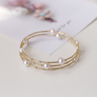 Lắc tay vàng 18k ngọc trai Akoya 7.5-9.5mm Fuko