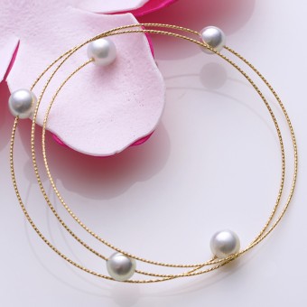Lắc tay vàng 18k ngọc trai  Akoya 6-6.5mm Miko