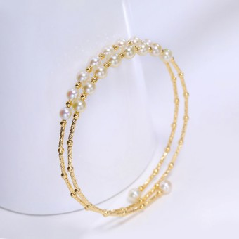 Lắc tay vàng 18k ngọc trai biển Akoya 8-8.5mm Sures