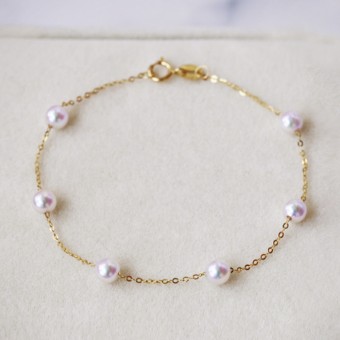 Lắc tay vàng 18k ngọc trai  7.5-8mm Akoya Feca