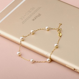 Lắc tay vàng 18k ngọc trai  Akoya Sara