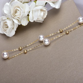 Lắc tay vàng 18k ngọc trai  7.5-8mm Akoya Veno
